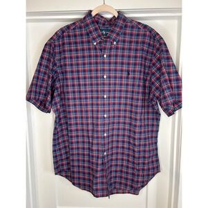Ralph Lauren Men XL Classic Fit Short Sleeve Plaid Button Down Shirt Preppy Pony